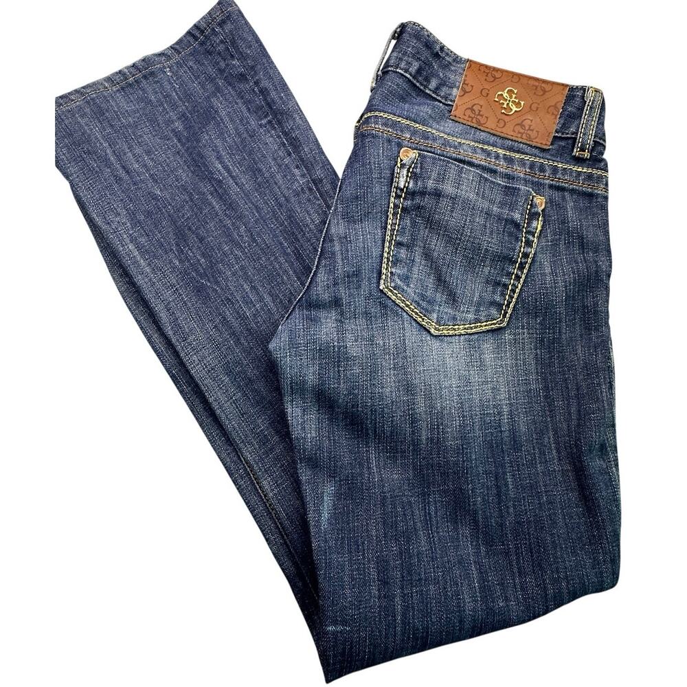 GUESS Premium Daredevil Bootcut Distressed Dark Wash Y2K Western Grunge 29 Jeans